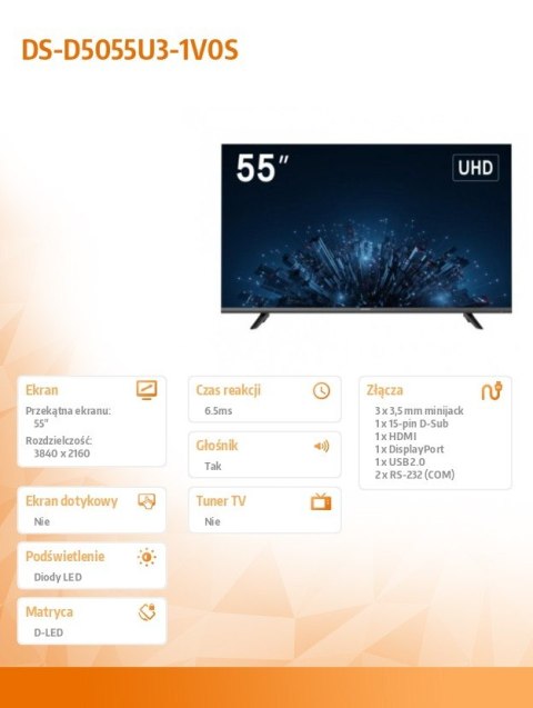 Hikvision Monitor 55 cali DS-D5055U3-1V0S