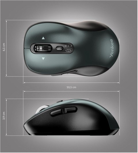 YENKEE Mysz bezprzewodowa Dual Bluetooth + USB 2,4GHz YMS 2010BK GYRO