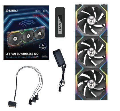 LIAN LI Lian Li UNI FAN SL Wireless 120 Reverse Blade Obudowa komputera Wentylator 12 cm Czarny 3 szt.