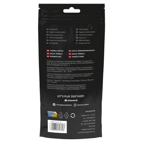 SAVIO SAVIO PASTA TERMOPRZEWODZĄCA 18W/M-K, 4G TG-05