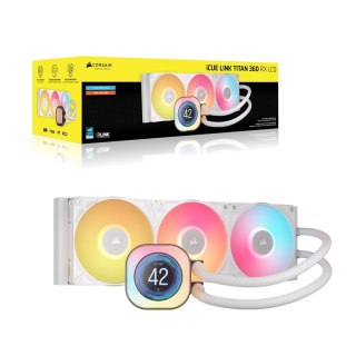 Corsair CORSAIR iCUE LINK TITAN 360 RX LCD White AIO, 360mm Radiator, Liquid CPU Cooler