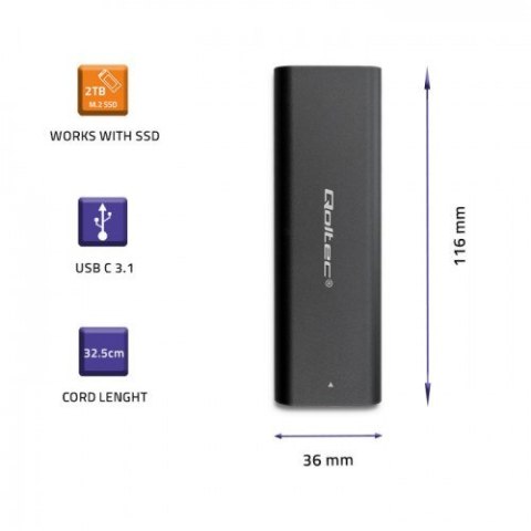 Qoltec QOLTEC OBUDOWA DO DYSKÓW KIESZEŃ M.2 SATA SSD | NVME | USB TYP C