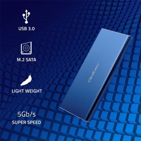 Qoltec QOLTEC OBUDOWA NA DYSK M.2 SSD | SATA | NGFF | USB 3.0 | SUPER SPEED 5GB/S | 2TB | NIEBIESKI