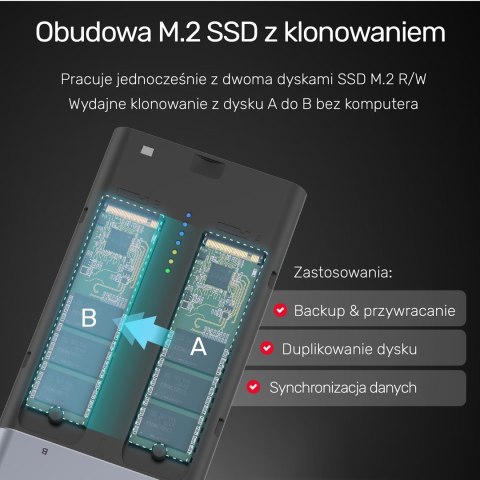UNITEK UNITEK OBUDOWA NA DYSK/KLONOWANIE 2XM.2, PCIE/NVME