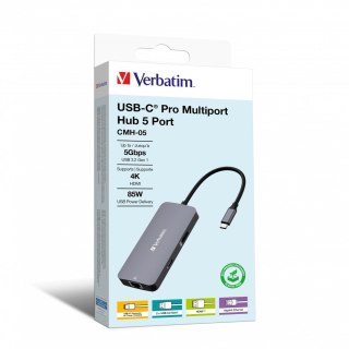 Verbatim Verbatim CMH-05 USB Type-C 5000 Mbit/s Srebrny
