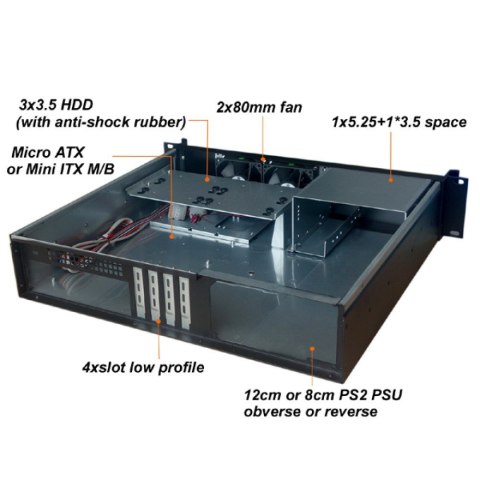 TECHly TECHLY KOMPAKTOWA OBUDOWA PC ATX RACKOWA 19 CALI 2U CZARNA I-CASE IPC-240L