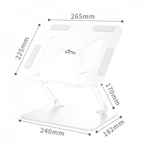 Media-Tech Podstawka pod laptopa, regulowana, ergonomiczna 10-17 cali LAPTOP STAND MT2661W (biała)
