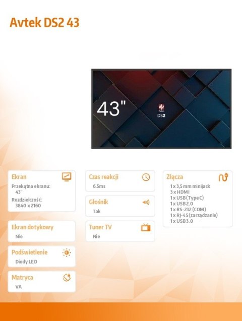Avtek Monitor informacyjny DS2 43 cale