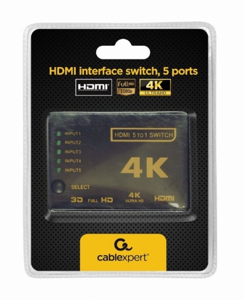 Gembird Przełącznik HDMI z pilotem - pięć nadajników jeden odbiornik