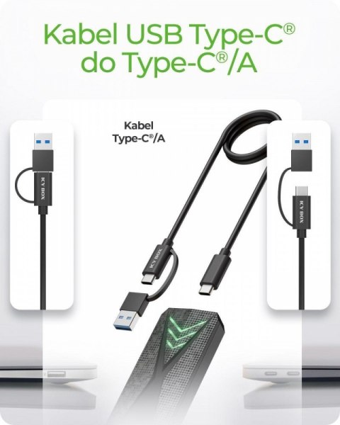 IcyBox Obudowa dysku IB-1805ML-CU31 NVMe M.2 SSD, RGB oświetlenie