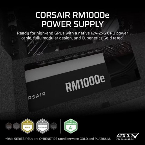 Corsair Zasilacz RM1000e PCIe5.1 80+GOLD F.MODULAR ATX3.1