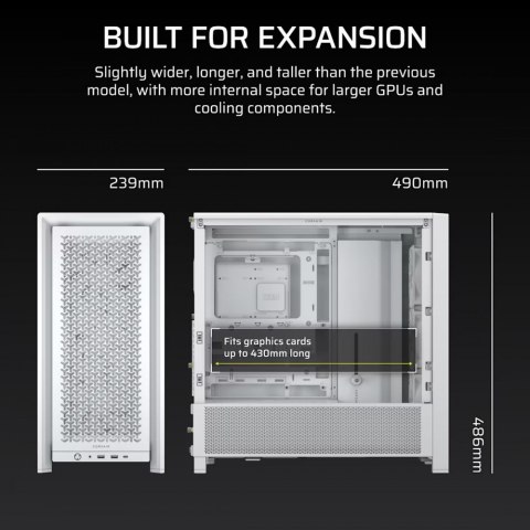 Corsair Obudowa FRAME 4000D RS White Mid Tower ATX
