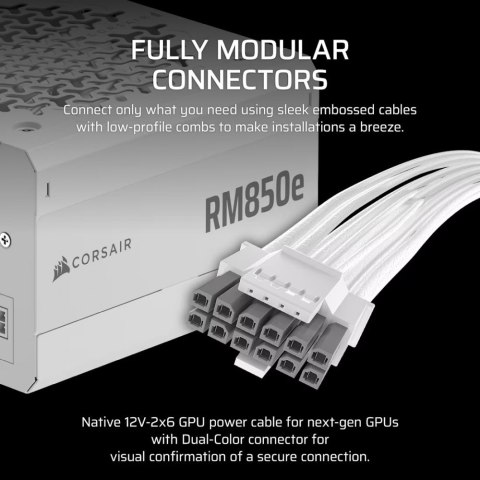 Corsair Zasilacz RM850e WHITE 80+GOLD F.MODULAR ATX 3.1