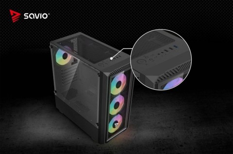 Savio Obudowa komputerowa NOCTIS GLASS RGB X1