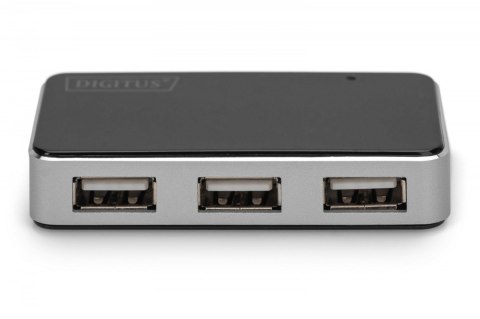 Digitus HUB/Koncentrator 4-portowy USB 2.0 HighSpeed, aktywny, czarno-srebrny