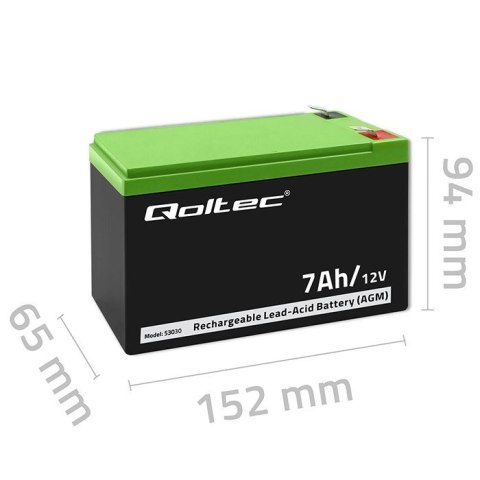 Qoltec Akumulator żelowy | 12V | 7Ah | max.72A | AGM