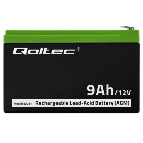 Qoltec Akumulator żelowy | 12V | 9Ah | max.90A | AGM