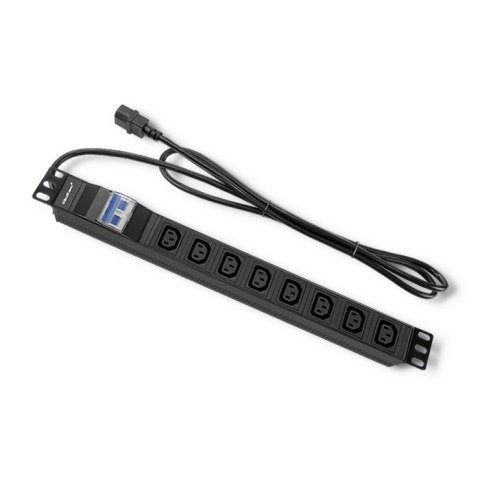 Qoltec Listwa zasilająca do Rack 19cali | circuit breaker | 1U | 10A | PDU | 8xIEC C13 | 2m
