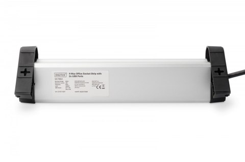 Digitus Listwa zasilająca biurowa 45° 4 gniazdowa, 2x USB (5V/2A) z możliwością obrotu o 290° aluminiowa HQ