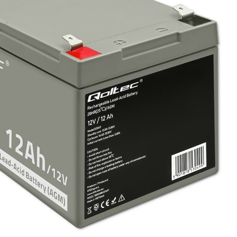 Qoltec Akumulator AGM 12V | 12Ah