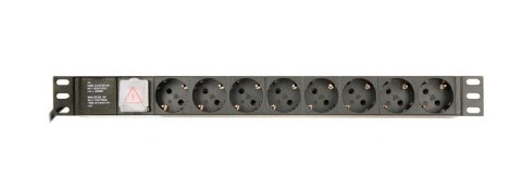 Gembird Listwa zasilająca rack (PDU), 8 gniazd typ Schuko, 1U, 16A, wtyk Schuko 3m