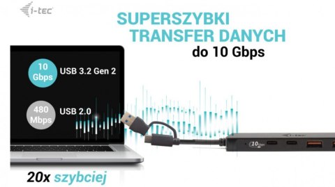I-tec Hub USB-A/USB-C Metal 2x USB 3.0 + 2x USB-C (10 Gbps)