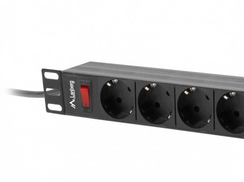 Lanberg Listwa zasilająca Rack PDU 19 cali 1U 16A 9xSchuko 3m Czarna