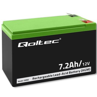 Qoltec Akumulator AGM 12V | 7.2Ah | max. 108A