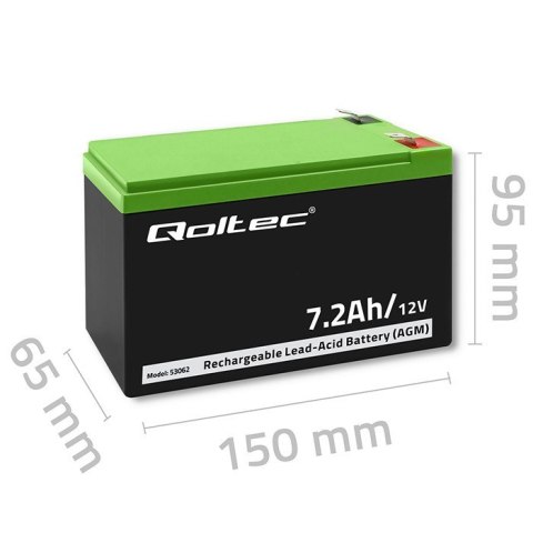 Qoltec Akumulator AGM 12V | 7.2Ah | max. 108A