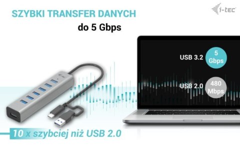 I-tec Hub USB-C Charging Metal HUB 7 Port