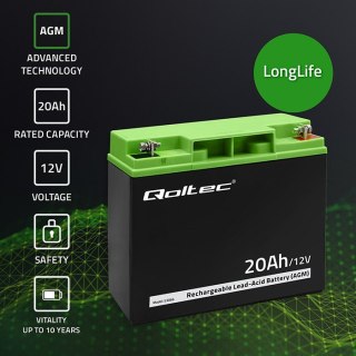 Qoltec Akumulator AGM | 12V | 20Ah | max. 300A