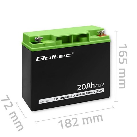Qoltec Akumulator AGM | 12V | 20Ah | max. 300A