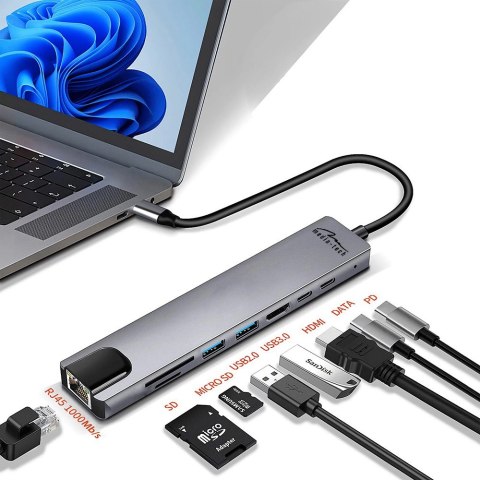 Media-Tech Stacja dokująca 8 IN 1 GIGA LAN HUB MT5046