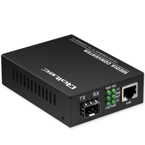Qoltec Dwukierunkowy Media Konwerter SWITCH Ethernet 1x RJ45 1x SFP | 1000Mb/s | 5V