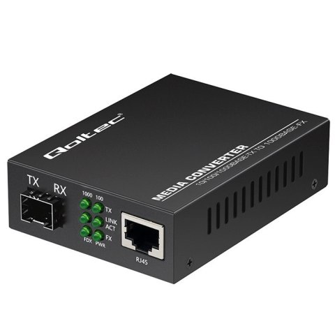Qoltec Dwukierunkowy Media Konwerter SWITCH Ethernet 1x RJ45 1x SFP | 1000Mb/s | 5V