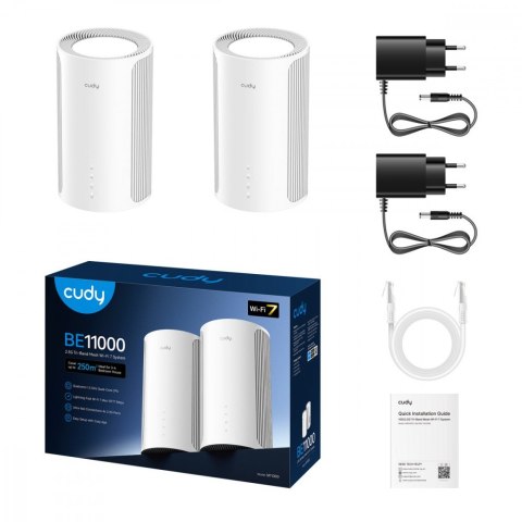 Cudy Router M11000 (2-pak) 2,5G Tri-Band Wi-Fi 7 Mesh Solution