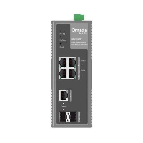 TP-LINK Przełącznik IES206GPP Industrial Easy Managed Omada, 6 portów gigabitowych, w tym 3 portPoE+ i
