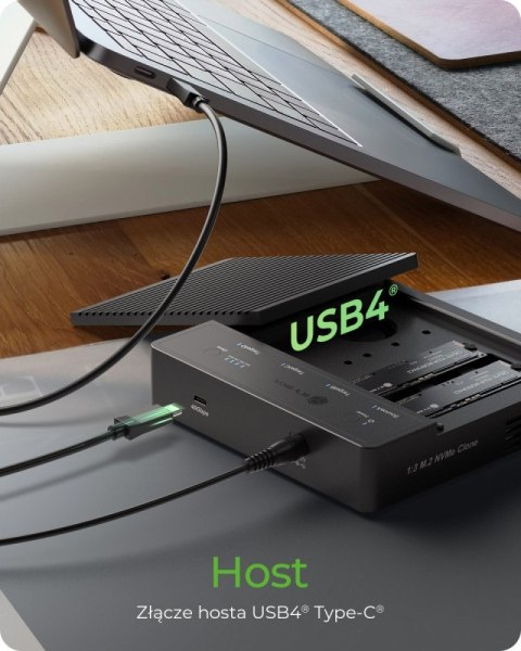 IcyBox Duplicator (klonowanie 1:3) dla NVMe M.2 SSD IB-4013MCL-C4 4-Bay USB4