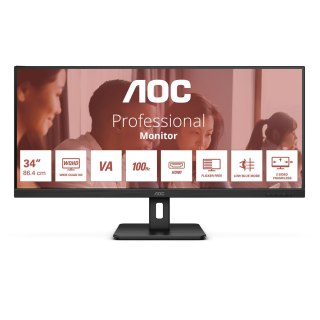 AOC AOC U34E2M monitor komputerowy 86,4 cm (34") 3440 x 1440 px Wide Quad HD Czarny