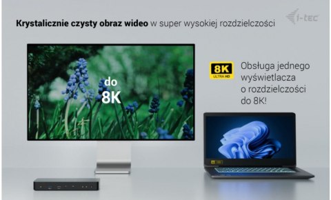 I-tec Stacja dokująca Thunderbolt 4 Intelligent Dual Display Power Delivery 90W 2x DP Video TB AUDIO LAN USB-A 10Gbps USB-C 10 Gbps K