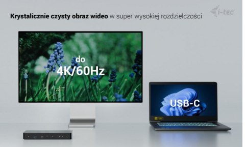 I-tec Stacja dokująca Thunderbolt 4 Intelligent Dual Display Power Delivery 90W 2x DP Video TB AUDIO LAN USB-A 10Gbps USB-C 10 Gbps K