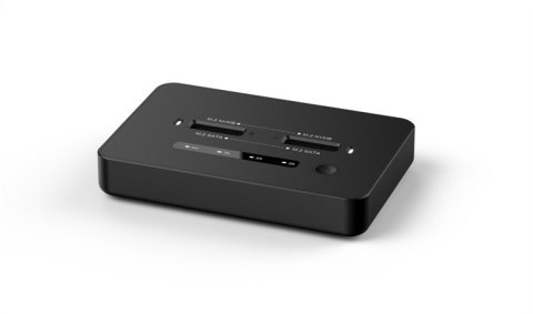 Gembird Stacja dokująca do komputerów stacjonarnych z dwoma dyskami SSD USB typu C, M.2 NVME (i SATA), czarna