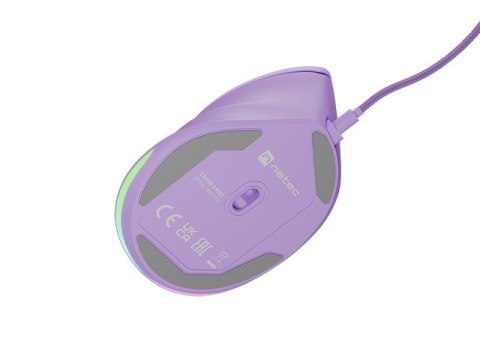 Natec Mysz wertykalna CRAKE 2 PRO 128000DPI optyczna lawendowa