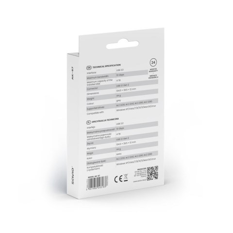 SAVIO SAVIO OBUDOWA NA DYSK ZEWN. M.2 SSD NVME, USB, AK-67