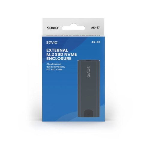 SAVIO SAVIO OBUDOWA NA DYSK ZEWN. M.2 SSD NVME, USB, AK-67