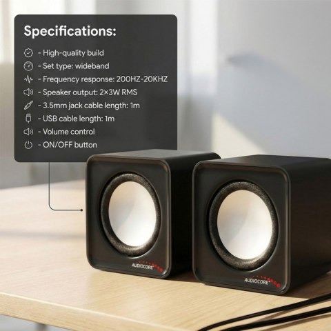 Audiocore Głośniki komputerowe 6W USB AC870B