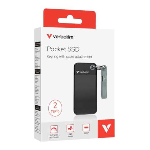 Verbatim Zewnętrzny dysk SSD Verbatim Pocket SSD 2TB USB 3.2 Gen 2 (3.1 Gen 2) Czarny, Szary