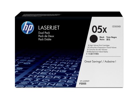 Hewlett-Packard HP 05X zestaw 2 oryginalnych wkładów z czarnym tonerem LaserJet XL