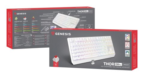 GENESIS GENESIS Thor 230 TKL klawiatura Gaming USB + RF Wireless + Bluetooth QWERTY US English Biały