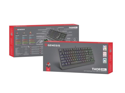 GENESIS Klawiatura GENESIS Thor 230 TKL NKG-2077 Gaming USB QWERTY Czarny